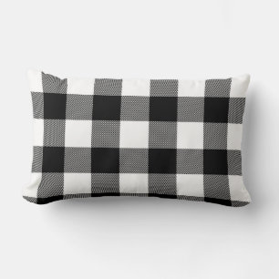 Black, White Plaid Lumbar Cushion