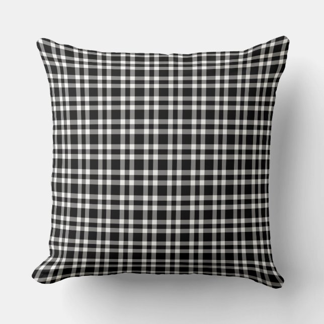Black White Plaid Pattern Cushion (Front)