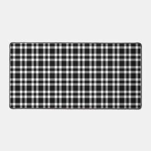 Black White Plaid Pattern Desk Mat