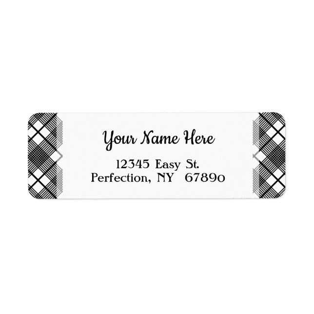 Black White Plaid Pattern Editable Return Address (Front)