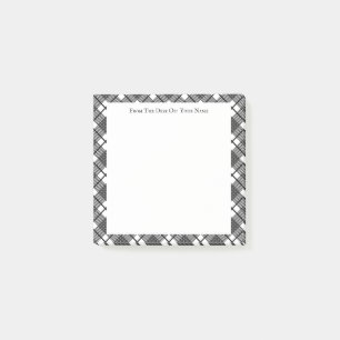 Black White Plaid Pattern Editable Stickies Post-it Notes
