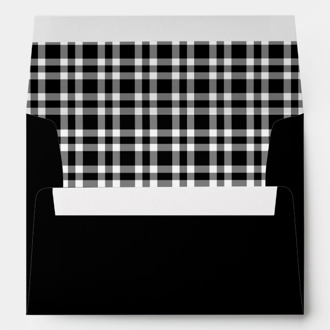 Black White Plaid Pattern Envelope (Back (Bottom))