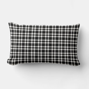 Black White Plaid Pattern Lumbar Cushion