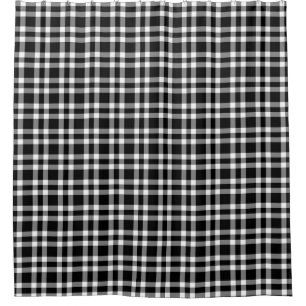 Black White Plaid Pattern Shower Curtain