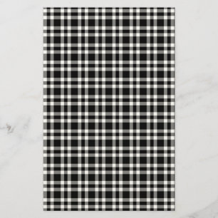 Black White Plaid Pattern Stationery
