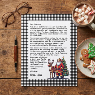 Black & White Plaid Personalised Letter From Santa