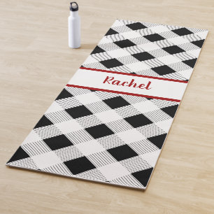 Black & White plaid, personalised Yoga Mat
