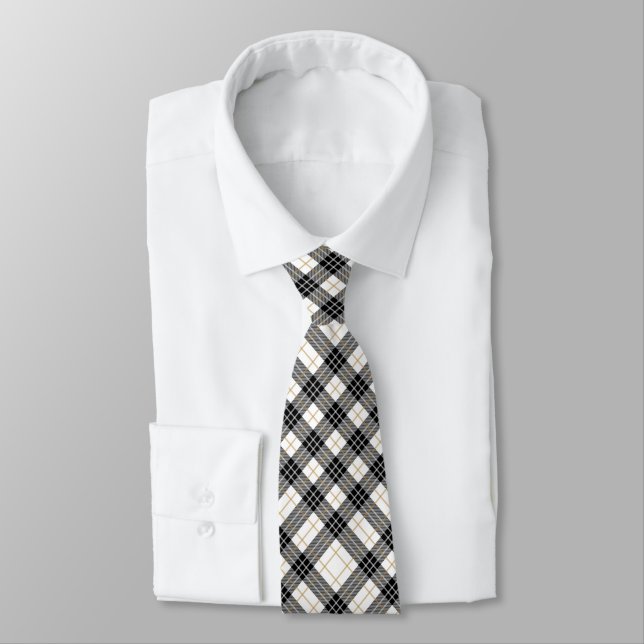 Black & white plaid tie (Tied)