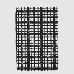 Black & White Plaid with Paint Splatter Crew Socks Golf Towel