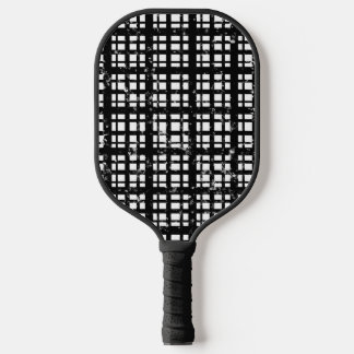 Black & White Plaid with Paint Splatter Crew Socks Pickleball Paddle