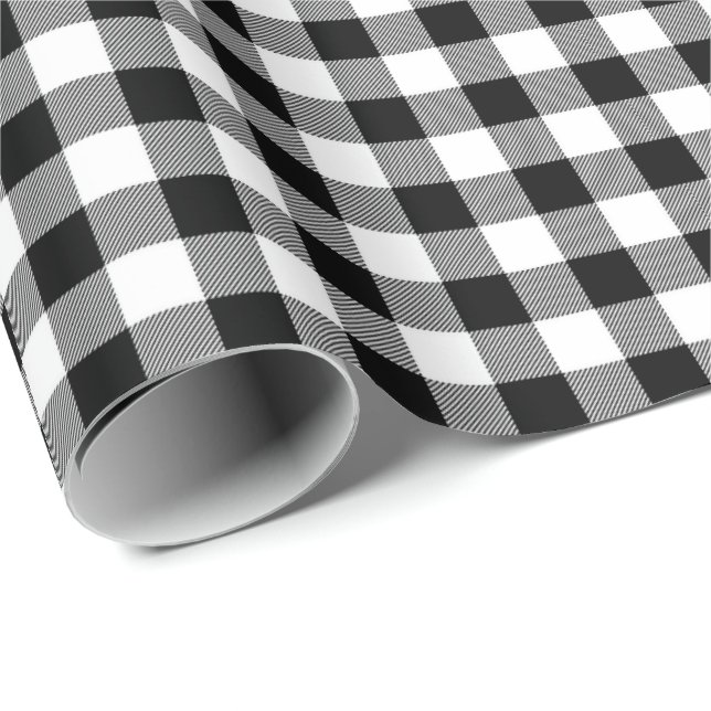 Black White Plaid Wrapping Paper (Roll Corner)