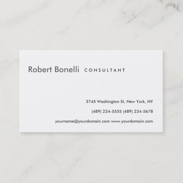 Black White Plain Consultant Business Card (Front)