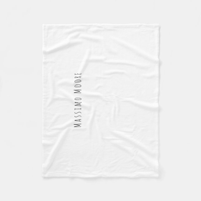 Black White Plain Elegant Casual Own Name Fleece Blanket (Front)