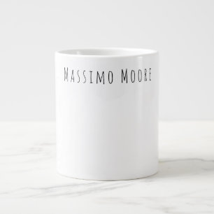 Black White Plain Elegant Casual Own Name Large Coffee Mug