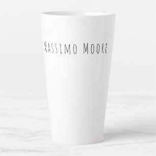 Black White Plain Elegant Casual Own Name Latte Mug