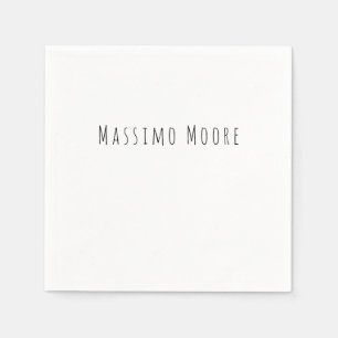 Black White Plain Elegant Casual Own Name Napkin