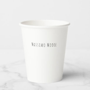 Black White Plain Elegant Casual Own Name Paper Cups