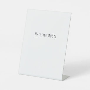 Black White Plain Elegant Casual Own Name Pedestal Sign