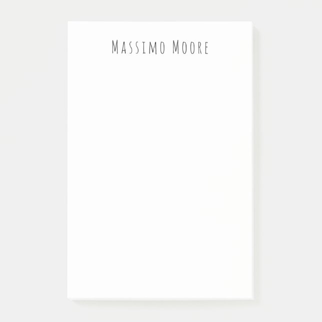 Black White Plain Elegant Casual Own Name Post-it Notes (Front)