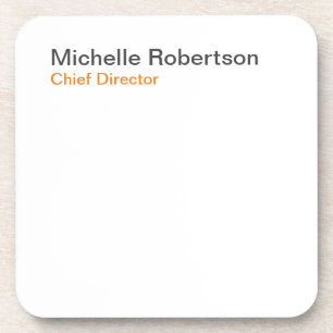 Black White Plain Minimalist Add Own Name Coaster