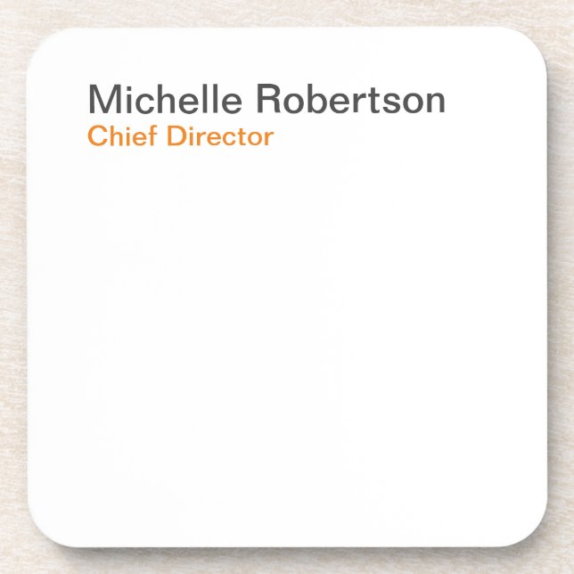Black White Plain Minimalist Add Own Name Coaster (Front)