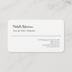 Black White Plain Minimalist Personalised Business Card