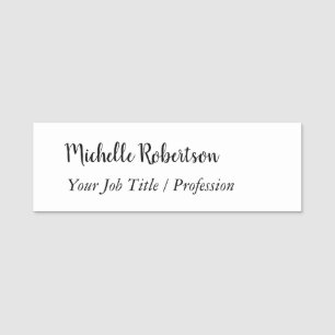 Black White Plain Minimalist Personalised Name Tag