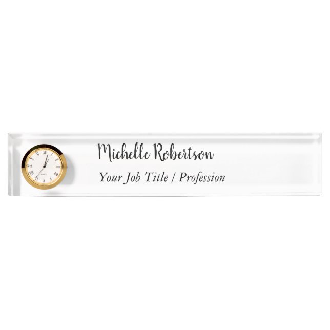 Black White Plain Minimalist Personalised Nameplate (Front)