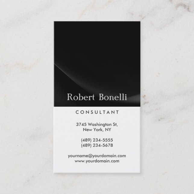 Black White Plain Modern Consultant Business Card (Front)