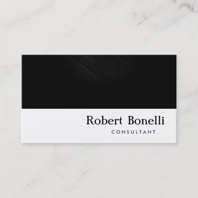 Black White Plain Modern Consultant Business Card (Front)