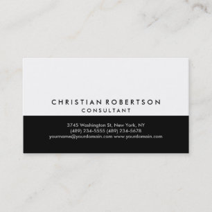 Black White Plain Modern Consultant Business Card