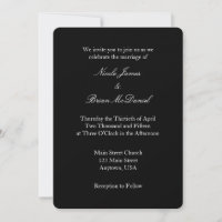 Black White Plain Simple Wedding Invitation
