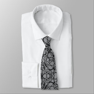 Black White Playful Quirky Geometric Monogram Tie