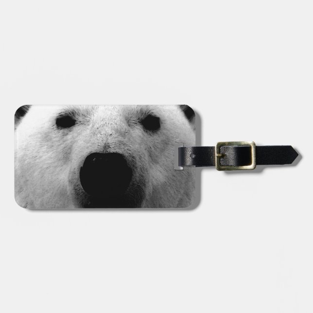 Black & White Polar Bear Luggage Tag (Front Horizontal)