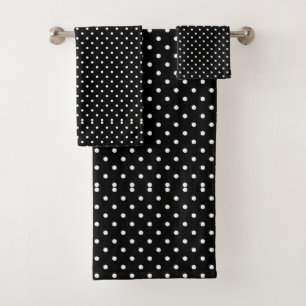Black White Polka Dot Bath Towel Set