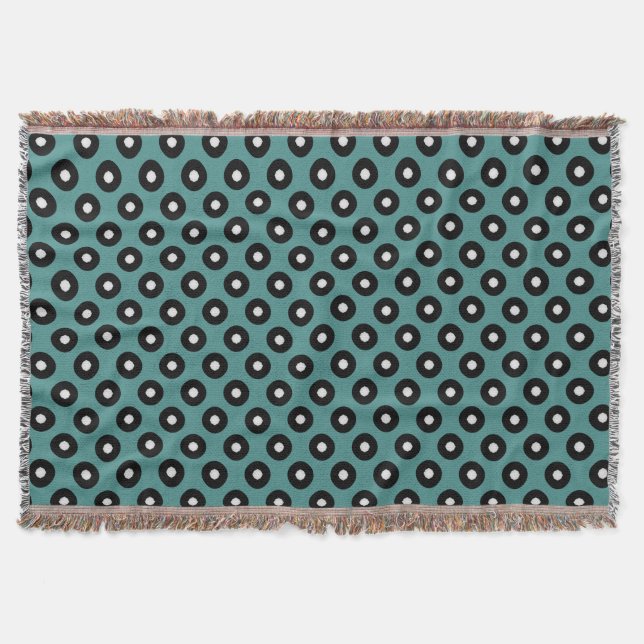 Black/White Polka Dot Blue Background(Changeable) Throw Blanket (Front)
