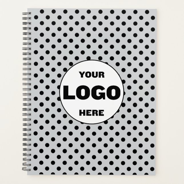 Black & White Polka Dot Custom 2026 Business Planner (Front)