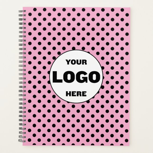 Black & White Polka Dot Custom 2026 Business Planner (Front)