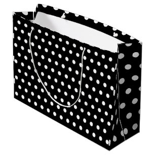 BLACK WHITE POLKA DOT CUSTOMIZED STYLISH  LARGE GIFT BAG