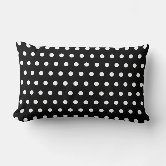 BLACK WHITE POLKA DOT CUSTOMIZED STYLISH SIMPLE LUMBAR CUSHION (Front)