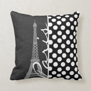 Black & White Polka Dot, Dots; Paris Cushion
