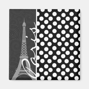 Black & White Polka Dot, Dots; Paris Magnet
