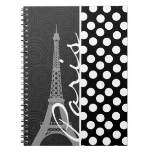 Black & White Polka Dot, Dots; Paris Spiral Notebook