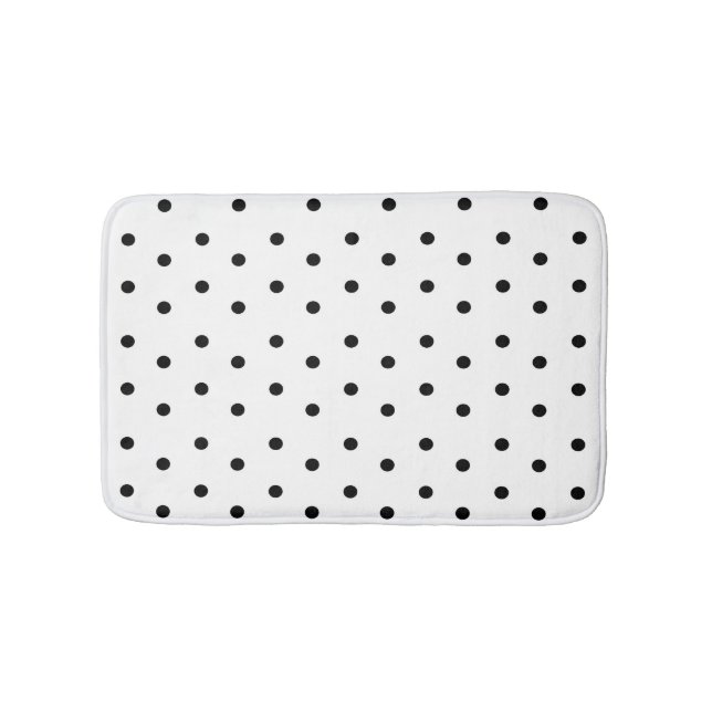 Black White Polka Dot Minimal Classic Design Bath Mat (Front)