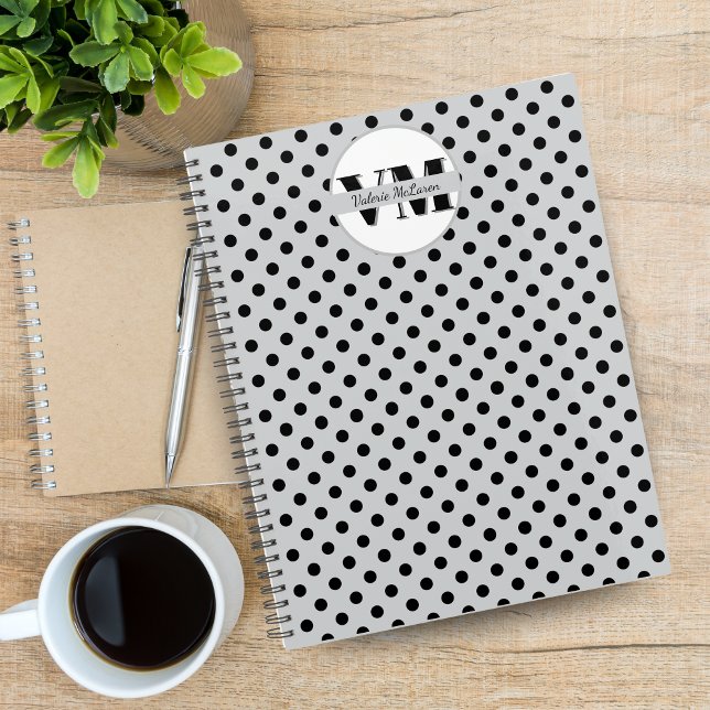 Black White Polka Dot Monogram 2026 Custom Planner (Black White Polka Dot Monogram 2026 Custom Planner)
