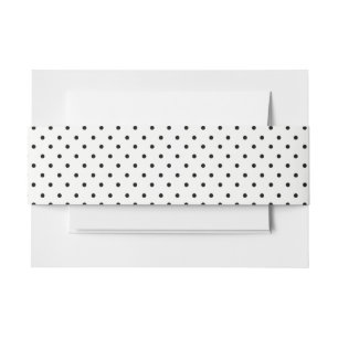 Black white polka dot pattern wedding invitation belly band