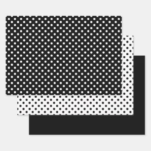Black White Polka Dot Pattern Wrapping Paper Sheet