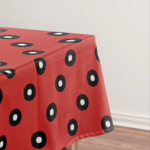 Black/White Polka Dot Red Background (Changeable) Tablecloth