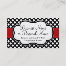 Black/White Polka Dot Red Ribbon Front/Back