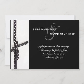 Black & White Polka Dot Ribbon Invitation